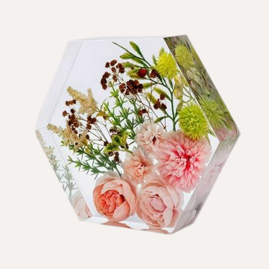 Preserve your wedding bouquet with The Everafter Hex | Floral Hexagon Resin Keepsake UK