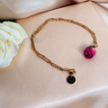 Enjoy our hand-finished preserved resin rose pink necklace with a 18k gold plated chain, based in the UK and female owned.